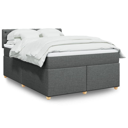 Box Spring Postel S Matrací Textil Tmavě Šedá