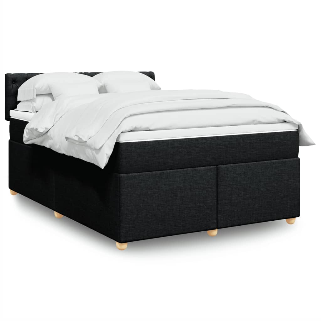 Box Spring Postel S Matrací Černá Textil Černá