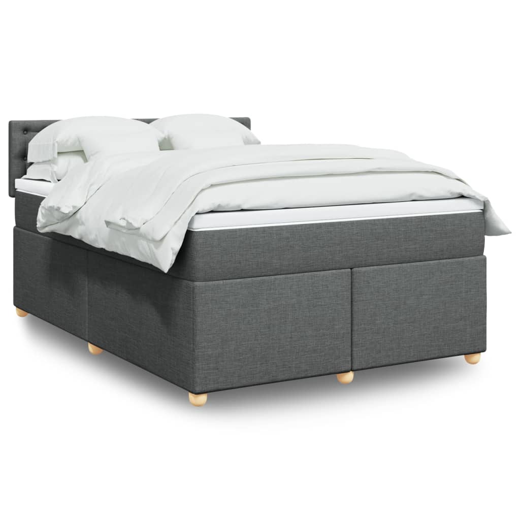 Box Spring Postel S Matrací Textil Tmavě Šedá