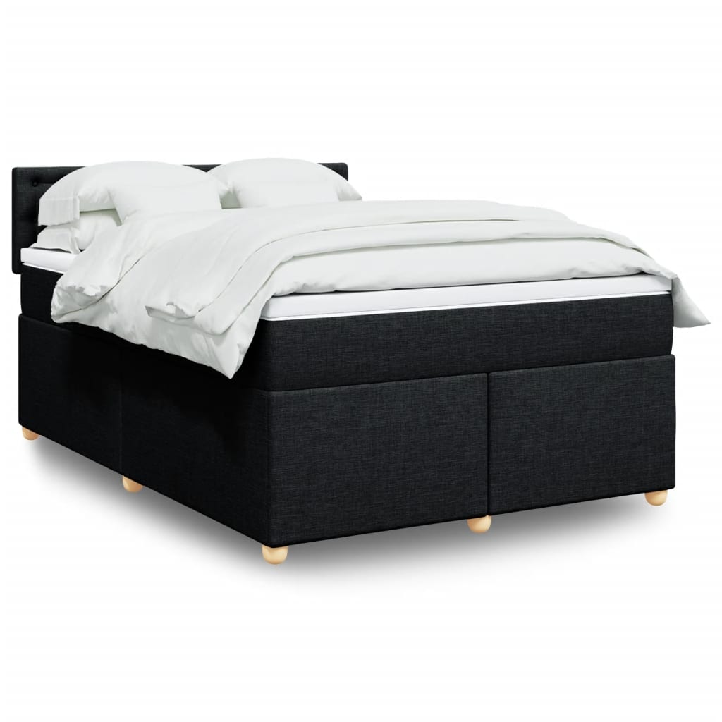 Box Spring Postel S Matrací Černá Textil Černá