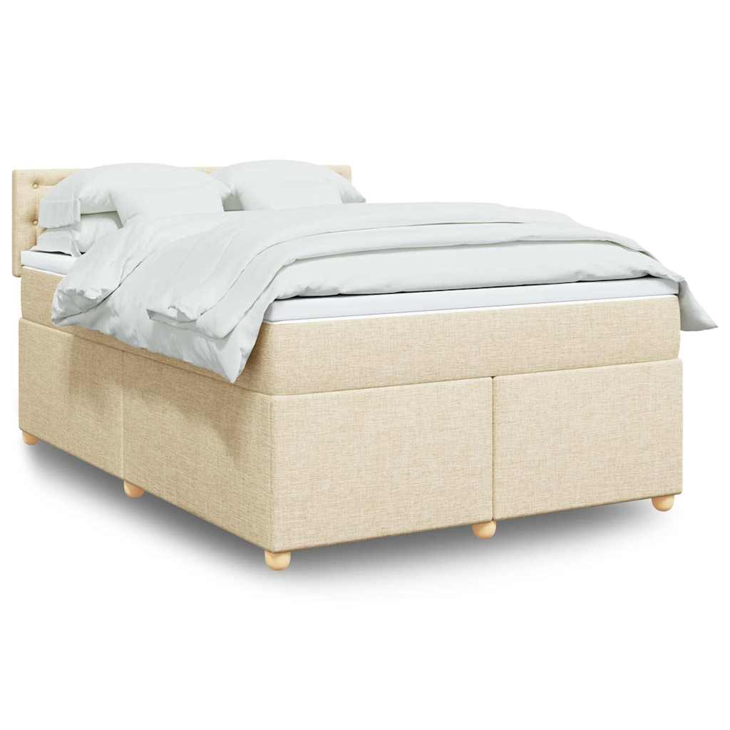 Box Spring Postel S Matrací Textil Krémová