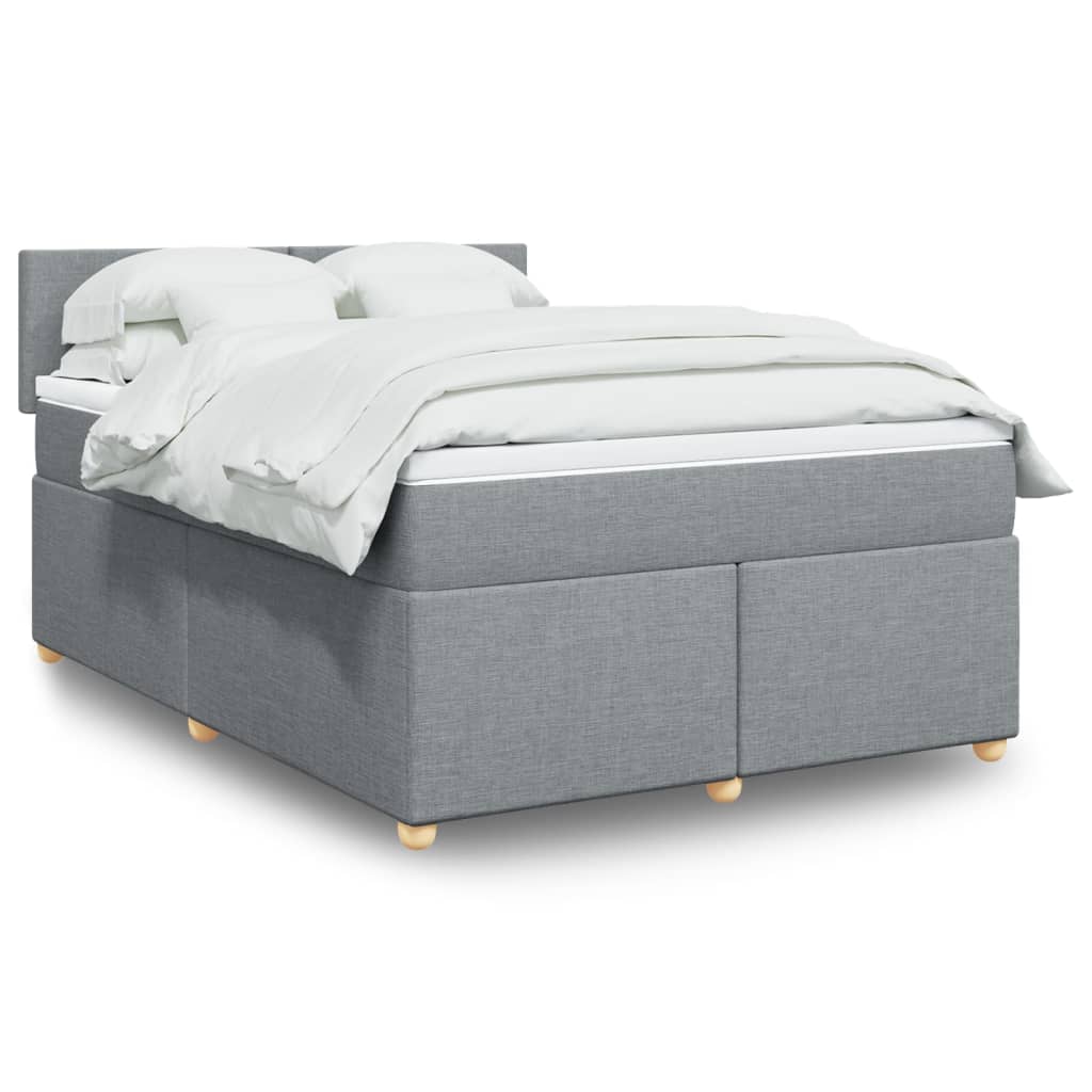 Box Spring Postel S Matrací Textil Světle Šedá