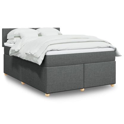 Box Spring Postel S Matrací Textil Tmavě Šedá