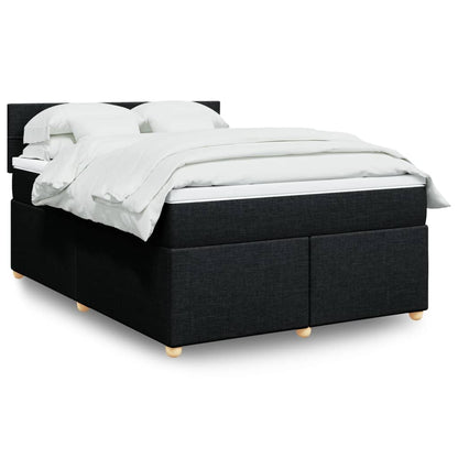 Box Spring Postel S Matrací Černá Textil Černá