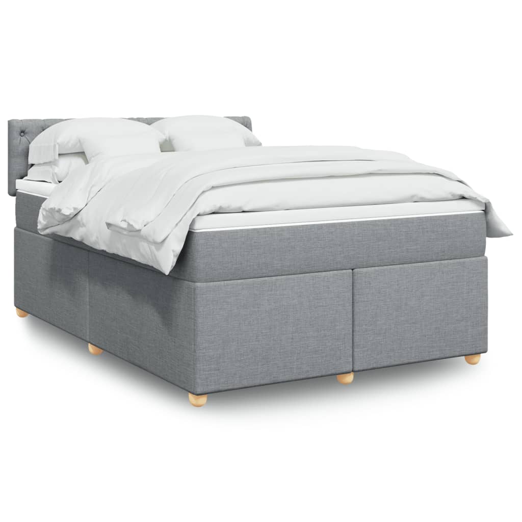 Box Spring Postel S Matrací Textil Světle Šedá