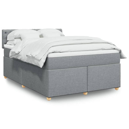 Box Spring Postel S Matrací Textil Světle Šedá