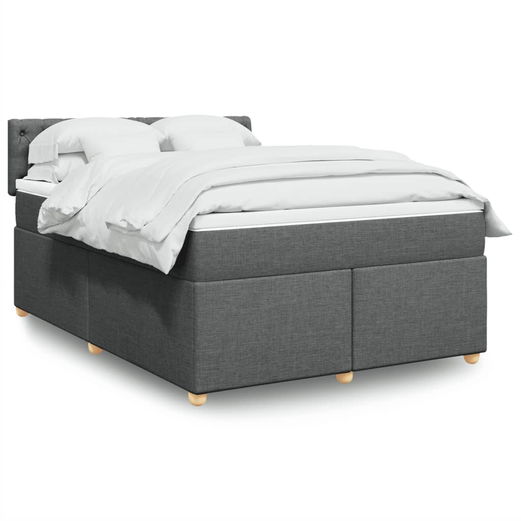 Box Spring Postel S Matrací Textil Tmavě Šedá