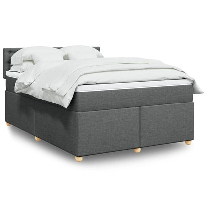 Box Spring Postel S Matrací Textil Tmavě Šedá