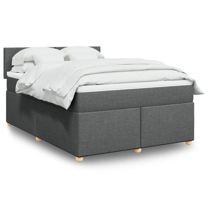 Box Spring Postel S Matrací Textil Tmavě Šedá