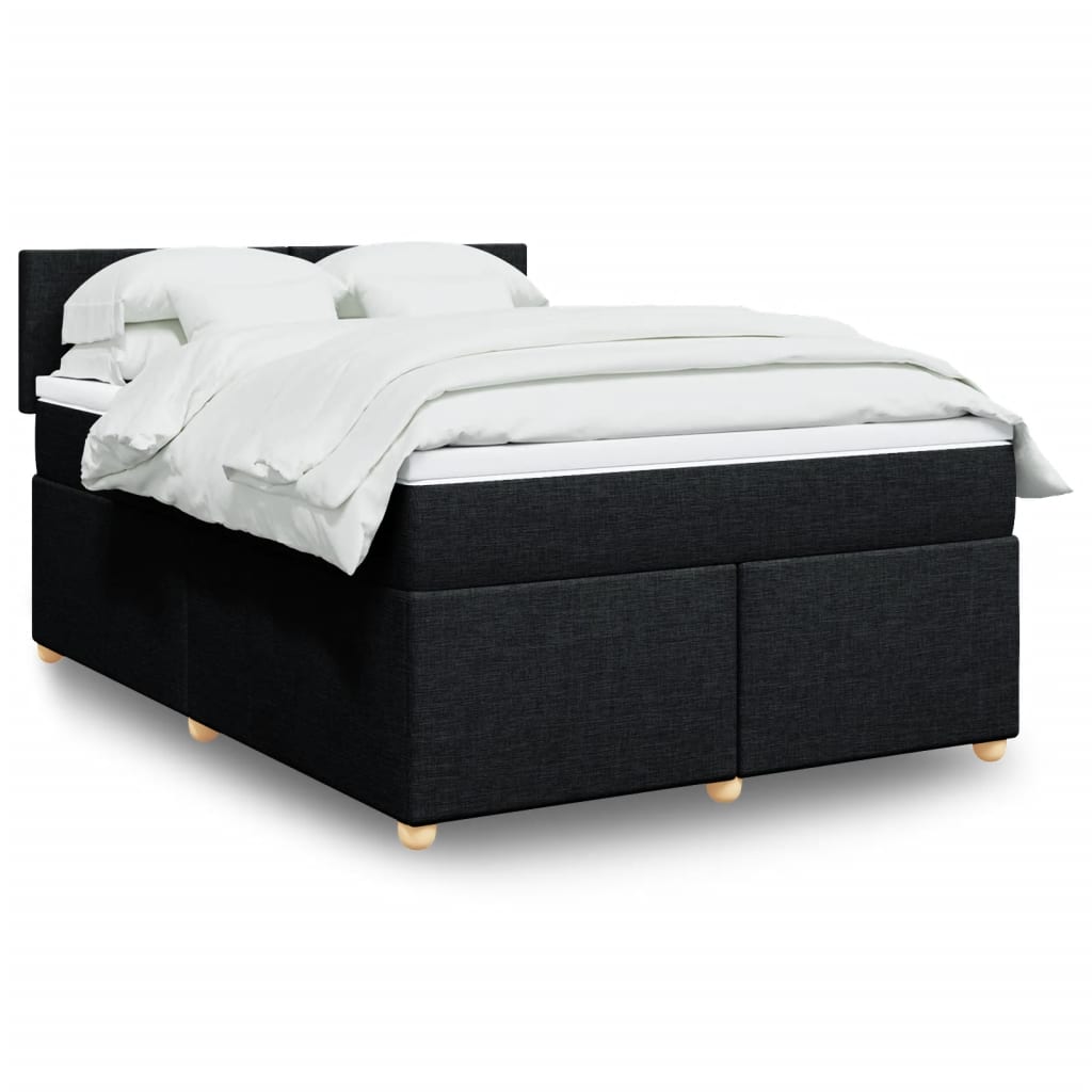Box Spring Postel S Matrací Černá Textil Černá