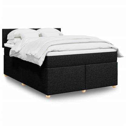 Box Spring Postel S Matrací Černá Textil Černá