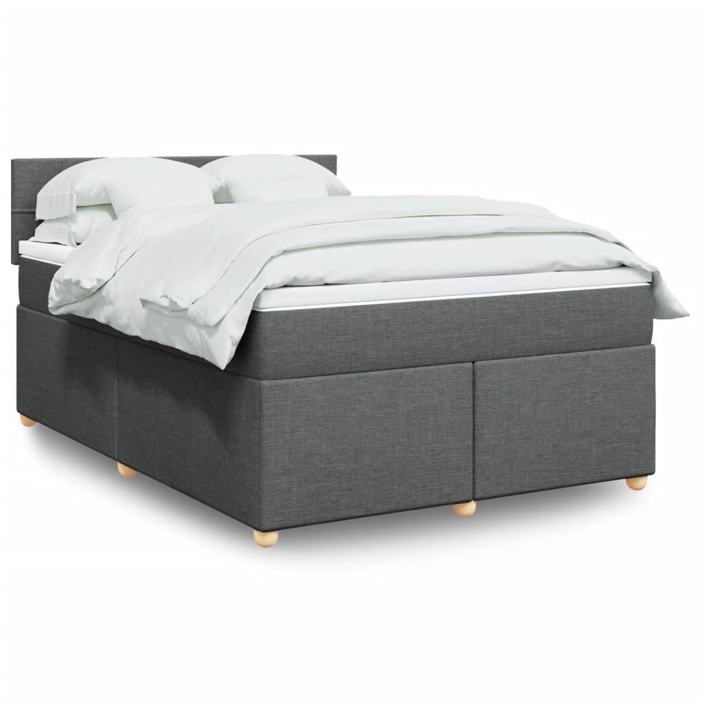 Box Spring Postel S Matrací Textil Tmavě Šedá
