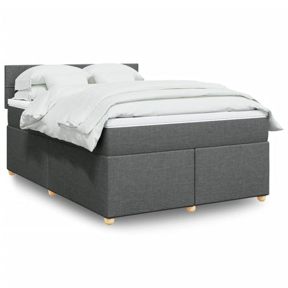 Box Spring Postel S Matrací Textil Tmavě Šedá