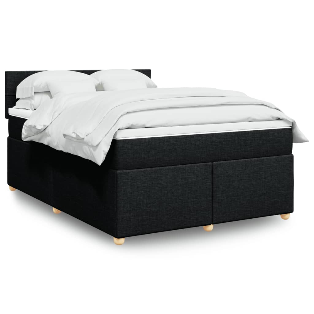 Box Spring Postel S Matrací Černá Textil Černá