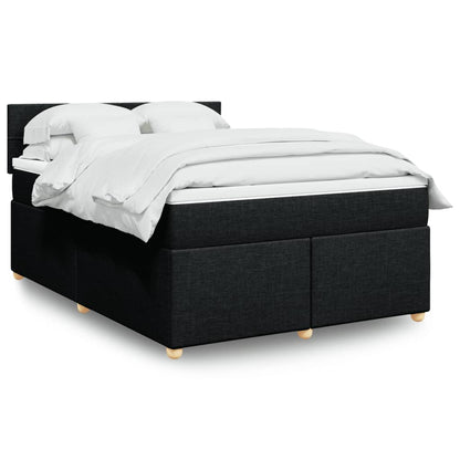 Box Spring Postel S Matrací Černá Textil Černá