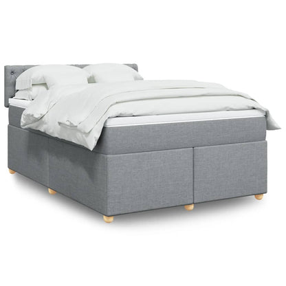 Box Spring Postel S Matrací Textil Světle Šedá