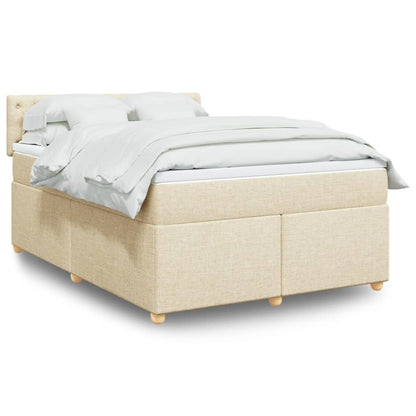 Box Spring Postel S Matrací Textil Krémová