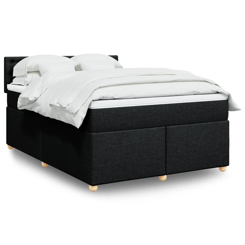 Box Spring Postel S Matrací Černá Textil Černá