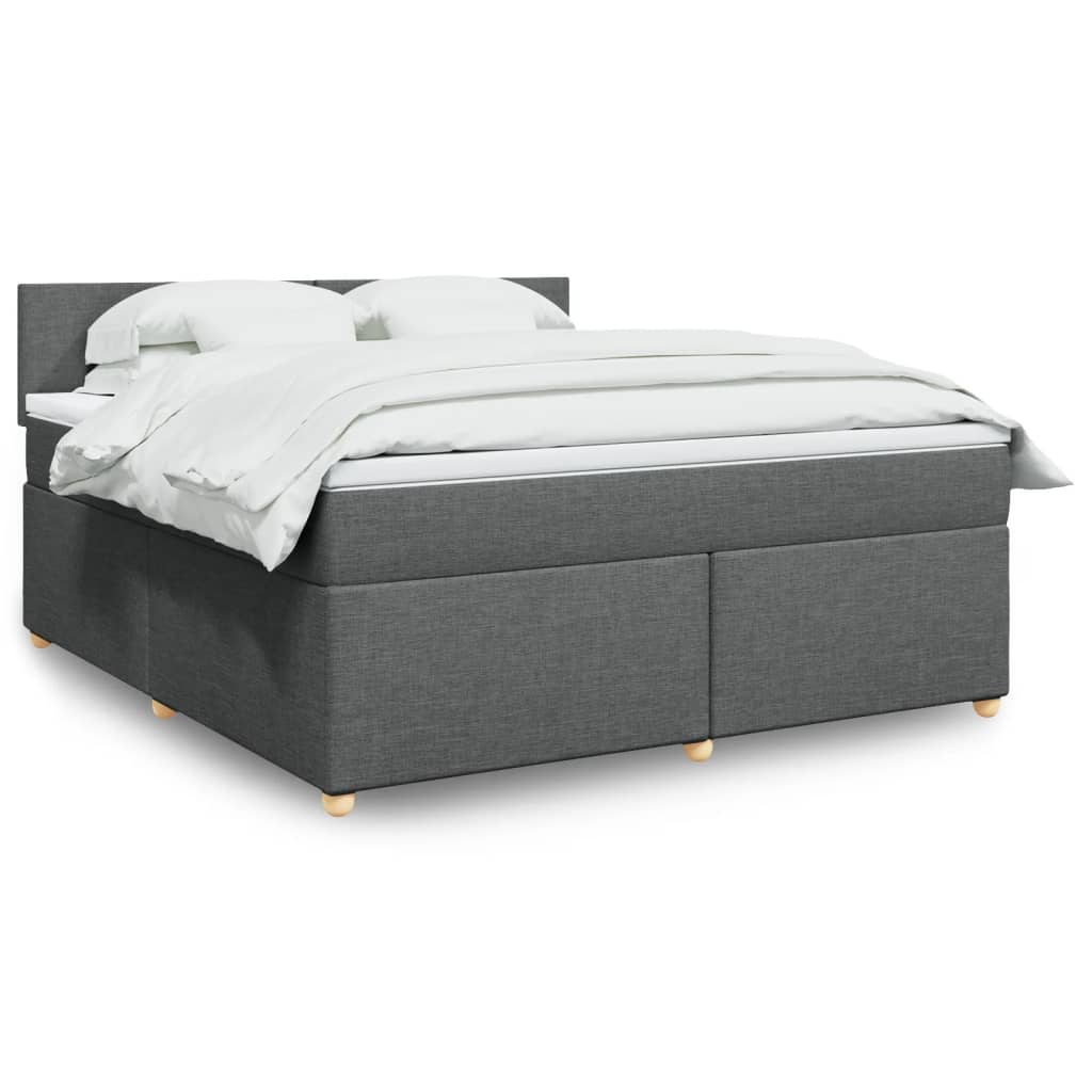 Box Spring Postel S Matrací Textil Tmavě Šedá