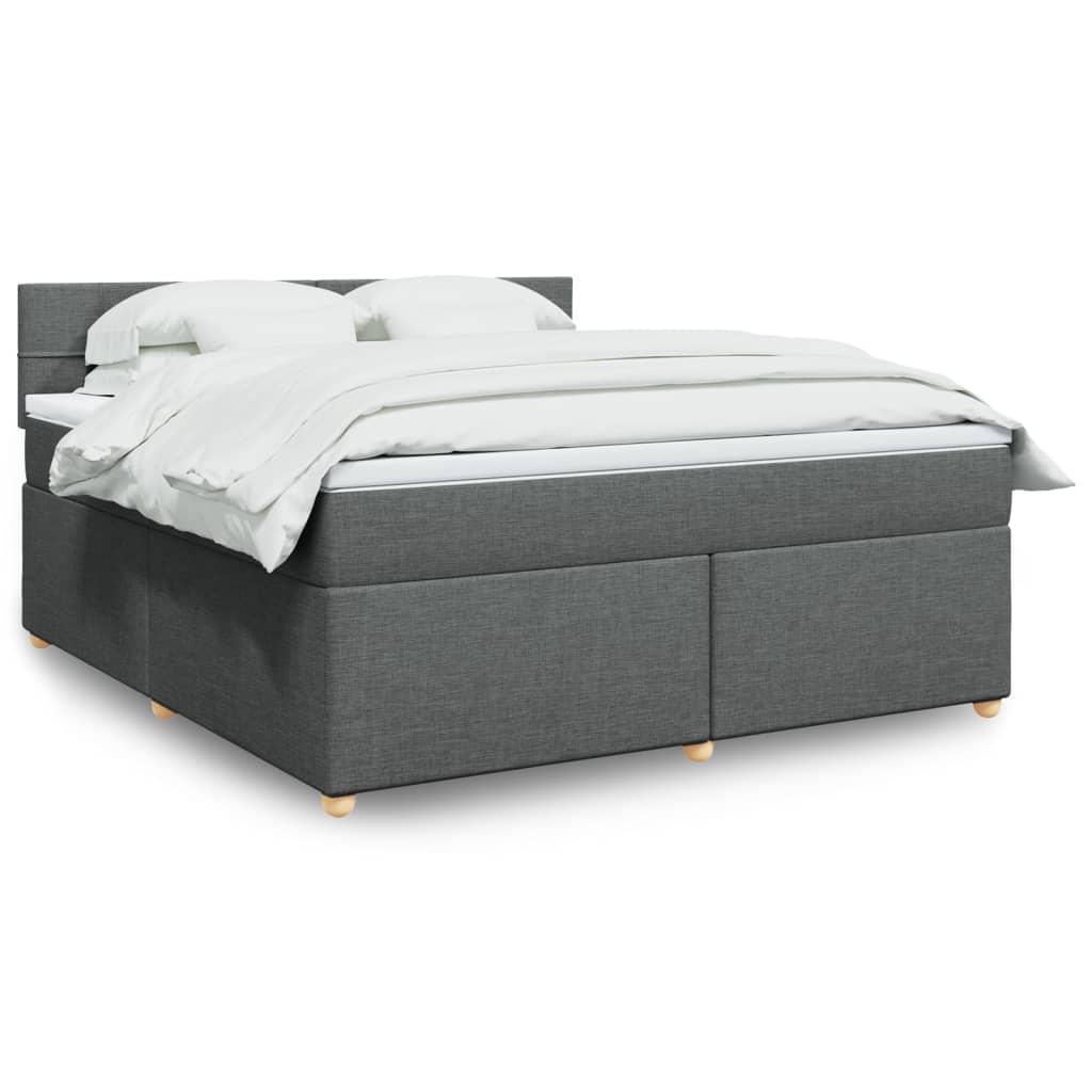 Box Spring Postel S Matrací Textil Tmavě Šedá