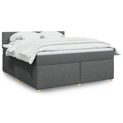 Box Spring Postel S Matrací Textil Tmavě Šedá