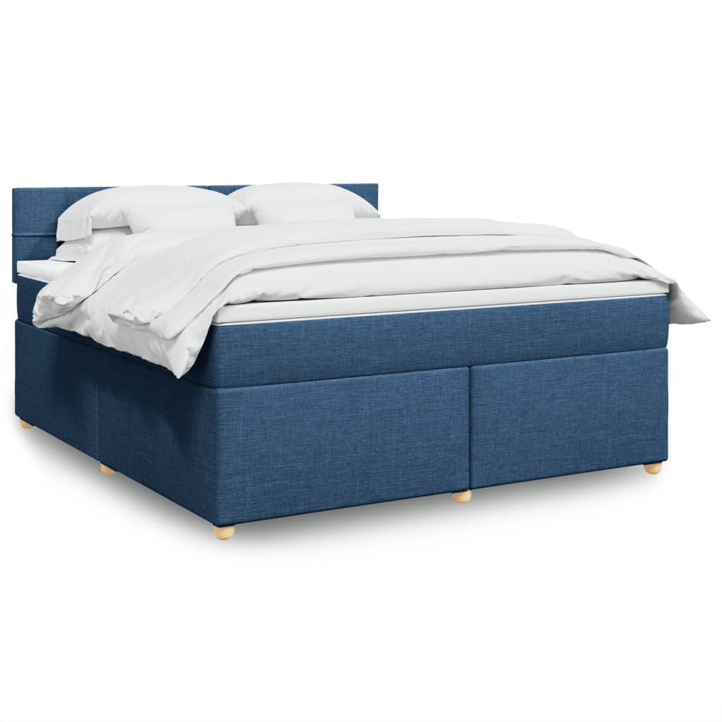 Box Spring Postel S Matrací Textil Modrá
