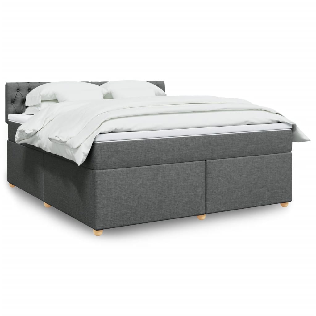 Box Spring Postel S Matrací Textil Tmavě Šedá