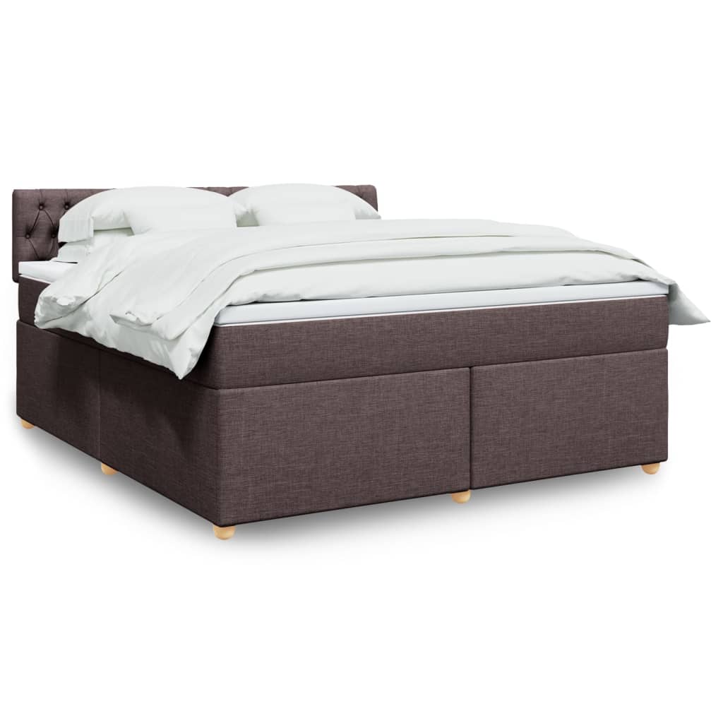 Box Spring Postel S Matrací Textil Tmavě Hnědá