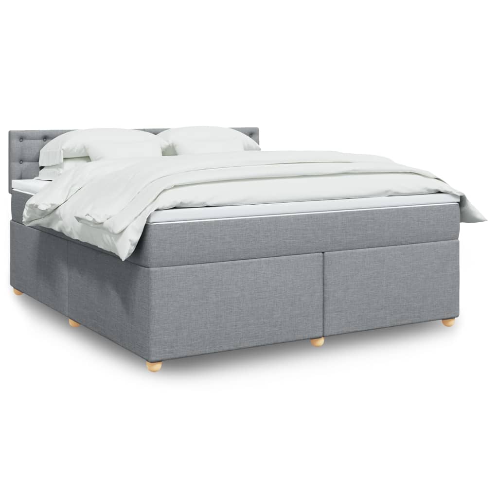 Box Spring Postel S Matrací Textil Světle Šedá