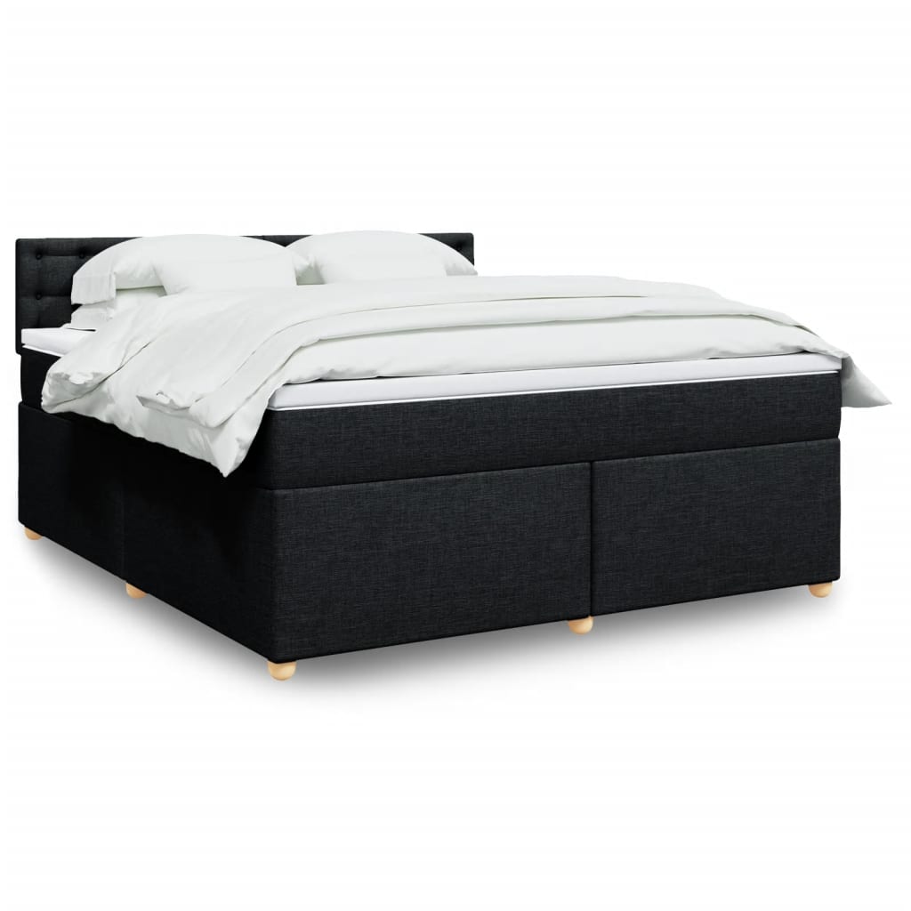 Box Spring Postel S Matrací Černá Textil Černá