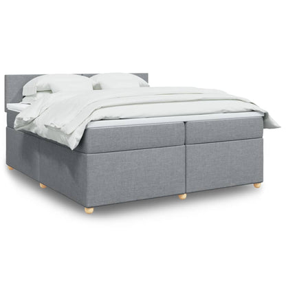 Box Spring Postel S Matrací Textil Světle Šedá