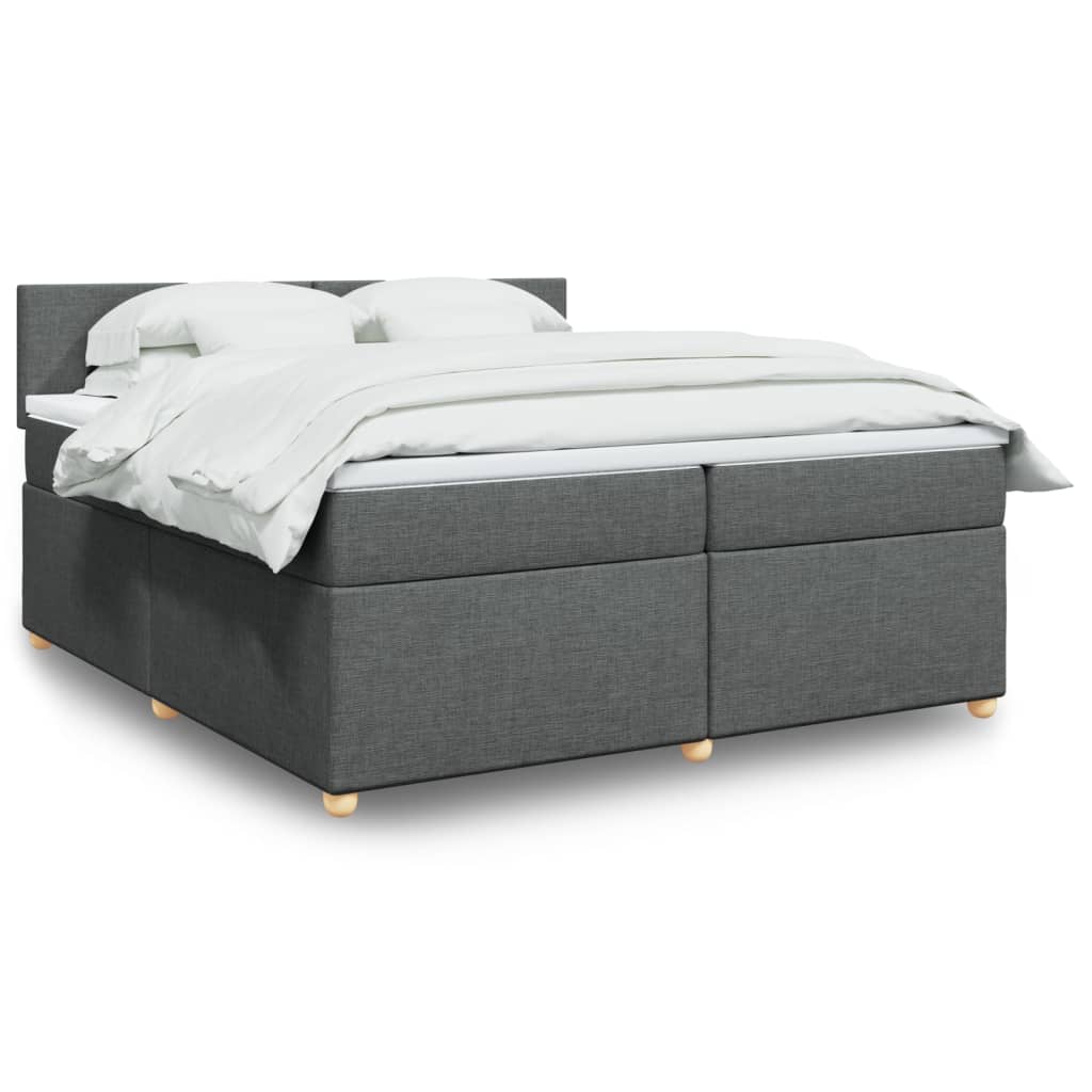 Box Spring Postel S Matrací Textil Tmavě Šedá