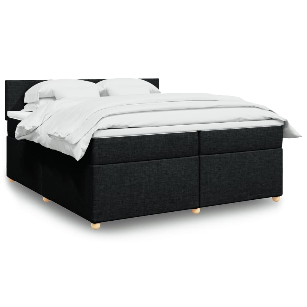 Box Spring Postel S Matrací Černá Textil Černá