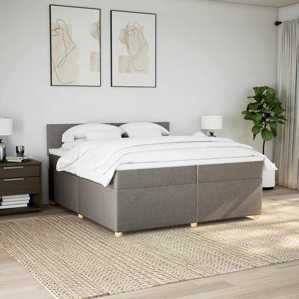 Box Spring Postel S Matrací Taupe 200X200 Cm Textil