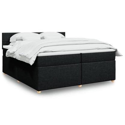 Box Spring Postel S Matrací Černá Textil Černá