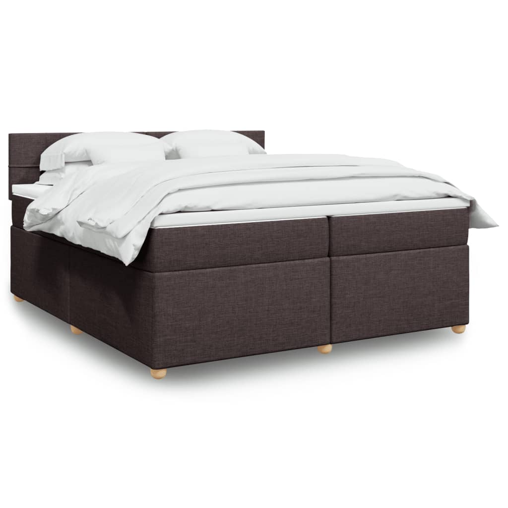 Box Spring Postel S Matrací Textil Tmavě Hnědá