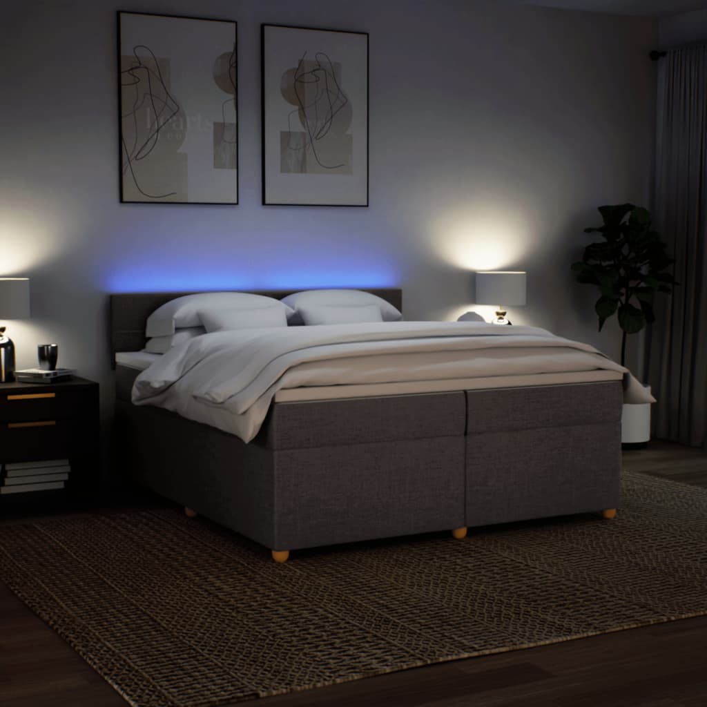 Box Spring Postel S Matrací Taupe 200X200 Cm Textil