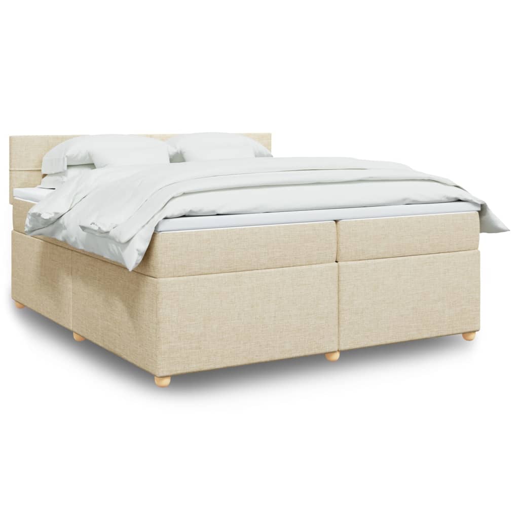 Box Spring Postel S Matrací Textil Krémová