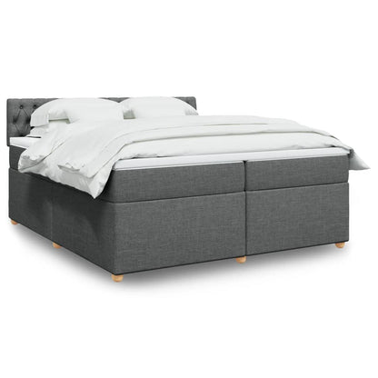 Box Spring Postel S Matrací Textil Tmavě Šedá