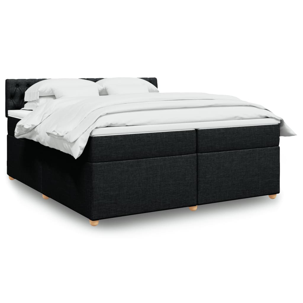 Box Spring Postel S Matrací Černá Textil Černá