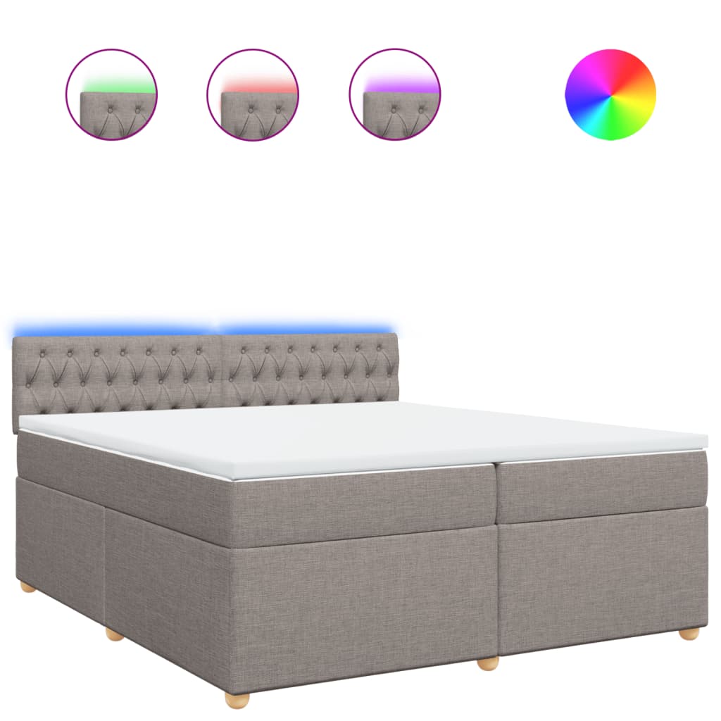 Box Spring Postel S Matrací Taupe 200X200 Cm Textil