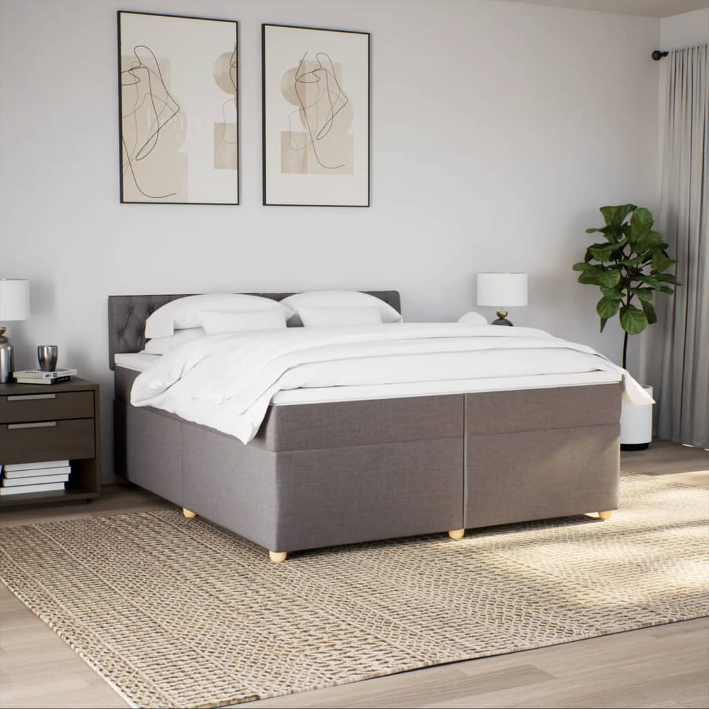 Box Spring Postel S Matrací Taupe 200X200 Cm Textil