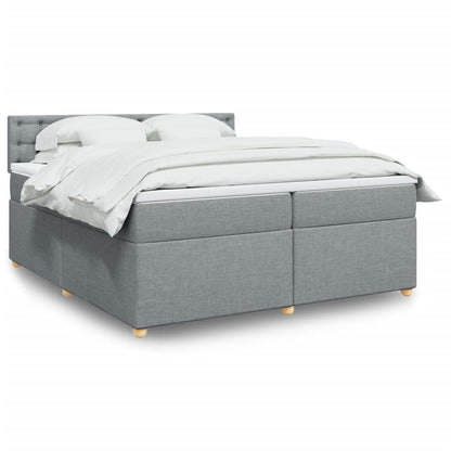 Box Spring Postel S Matrací Textil Světle Šedá