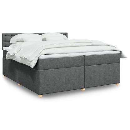 Box Spring Postel S Matrací Textil Tmavě Šedá