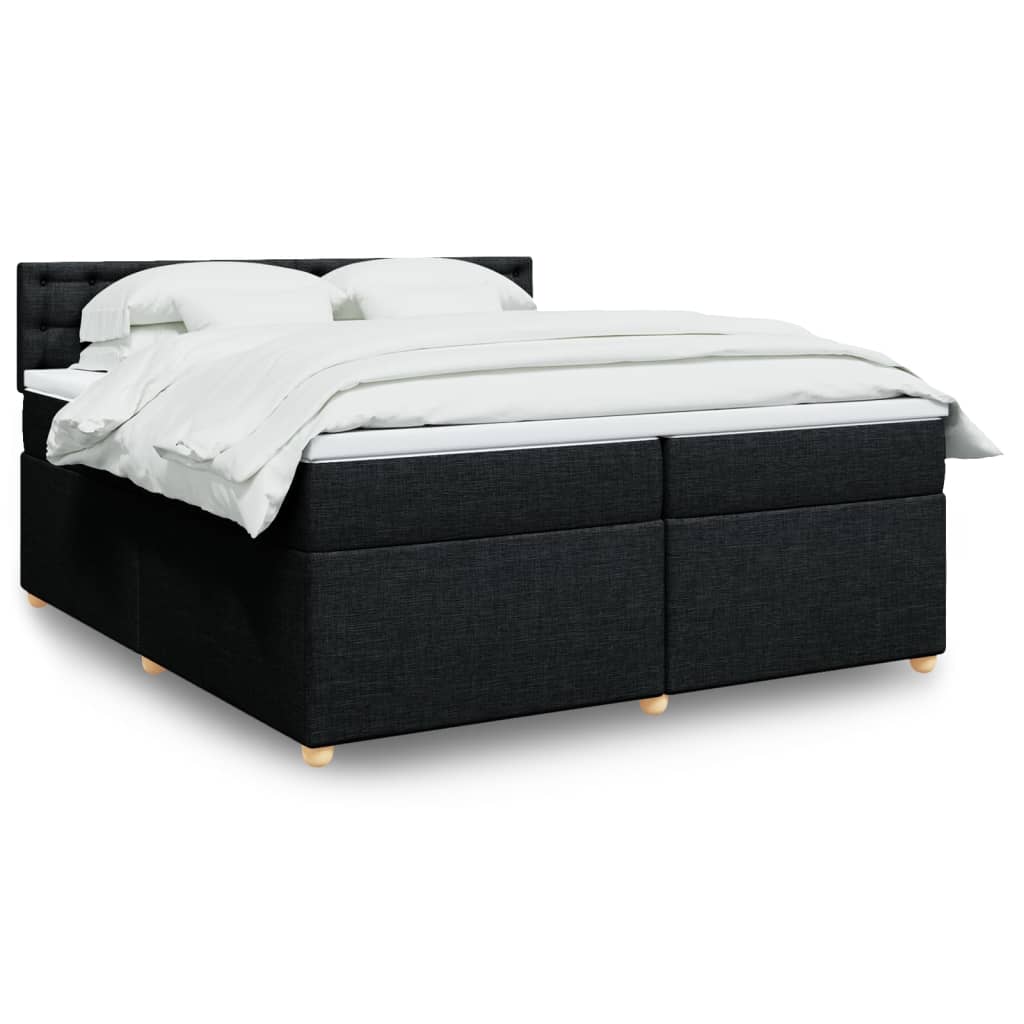 Box Spring Postel S Matrací Černá Textil Černá