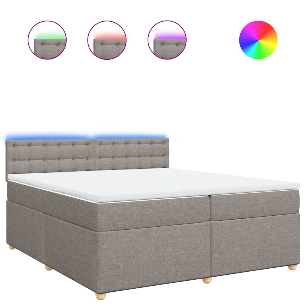 Box Spring Postel S Matrací Taupe 200X200 Cm Textil