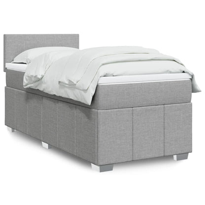 Box Spring Postel S Matrací Textil Světle Šedá