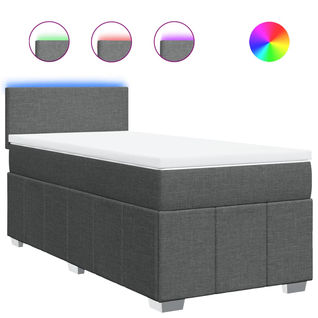 Box Spring Postel S Matrací Tmavě Šedá 80 X 200 Cm Textil