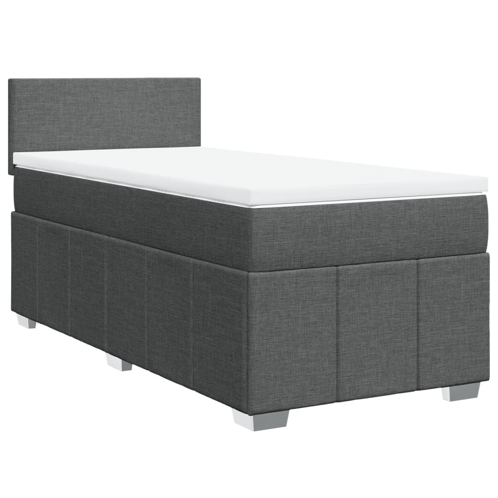 Box Spring Postel S Matrací Tmavě Šedá 80 X 200 Cm Textil