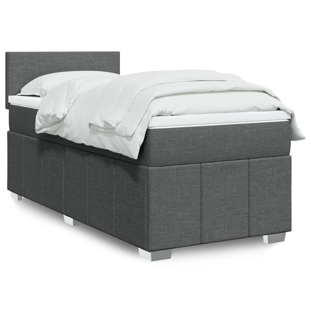 Box Spring Postel S Matrací Tmavě Šedá 80 X 200 Cm Textil